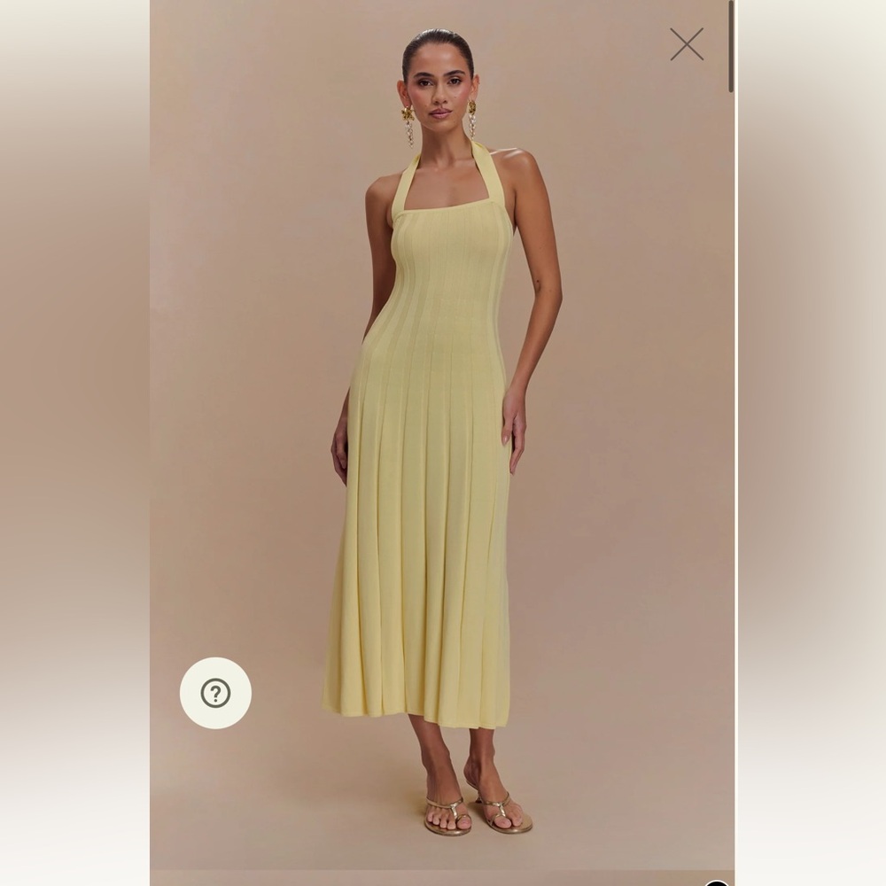 Meshki Halter Neck Yellow Midi Dress